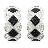 Black and White Austrian Crystal Earrings in Silvertone