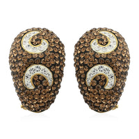 White and Champagne Color Austrian Crystal Earrings in Goldtone