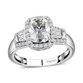 Moissanite Halo Ring in Platinum Over Sterling Silver (Size 10.0) 1.90 ctw - Sticky add to cart bar