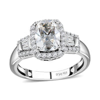 Moissanite Halo Ring in Platinum Over Sterling Silver (Size 10.0) 1.90 ctw