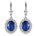 TLV Kashmir Blue Kyanite, Moissanite Lever Back Earrings in Platinum Over Sterling Silver 3.60 ctw - Sticky add to cart bar