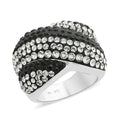 White and Black Austrian Crystal Ring in Silvertone (Size 7.0) - Sticky add to cart bar