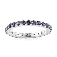 Tanzanite Color Crystal Eternity Band Ring in Sterling Silver (Size 7.0)