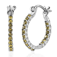 Sunflower Color Crystal Inside Out Hoop Earrings in Stainless Steel