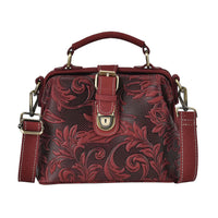 Italy Retor Noble Collection Brown Color Genuine Leather Crossbody Bag (8.5"X4.3"X7") with Handle Drop and Shoulder Strap
