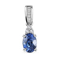 Luxoro 14K White Gold AAA Ceylon Blue Sapphire and G-H I2 Diamond Pendant 1.00 ctw - Sticky add to cart bar