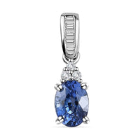 Luxoro 14K White Gold AAA Ceylon Blue Sapphire and G-H I2 Diamond Pendant 1.00 ctw