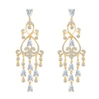 Simulated Diamond Earrings in Yellow Rhodium Over Sterling Silver 1.90 ctw