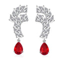 Lustro Stella Finest Red and White CZ Drop Earrings in 14K YG Over Sterling Silver 1.65 ctw - Sticky add to cart bar