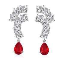 Lustro Stella Finest Red and White CZ Drop Earrings in 14K YG Over Sterling Silver 1.65 ctw