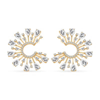 Lustro Stella Finest CZ Celestial Earrings in 14K Yellow Gold Over Sterling Silver