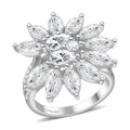 Lustro Stella Finest CZ Floral Ring in Rhodium Over Sterling Silver (Size 6.0) 1.15 ctw - Sticky add to cart bar