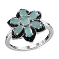 Grandidierite and Thai Black Spinel Floral Ring in Platinum Over Sterling Silver (Size 10.0) 2.15 ctw - Sticky add to cart bar