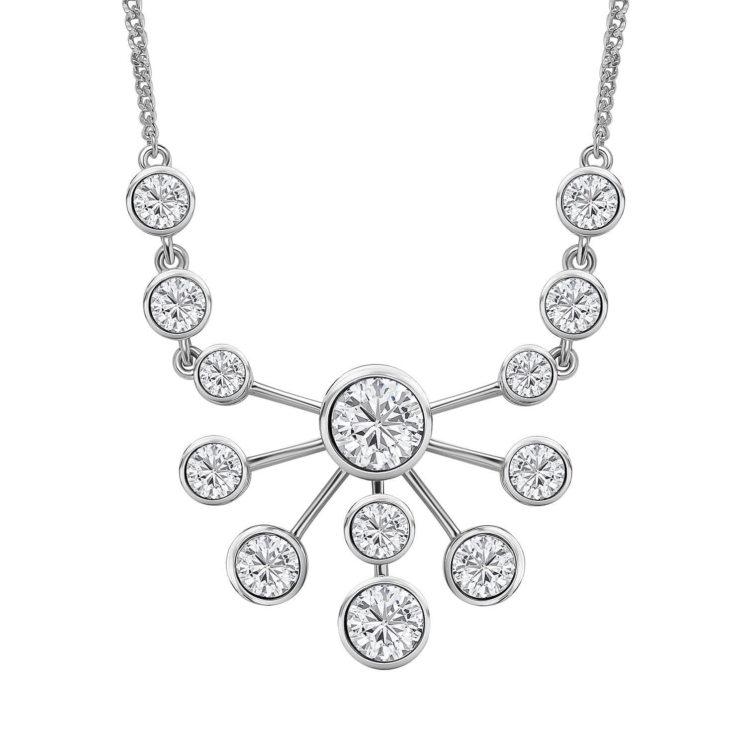 Moissanite Floral Bubble Necklace 18 Inches in Platinum Over Sterling Silver 8.30 ctw