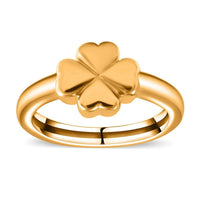 24K Yellow Gold Electroform Four Leaf Clover Ring (Size 10.0) (1.40 g)