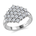 White Crystal Cluster Ring in Stainless Steel (Size 10.0) - Sticky add to cart bar