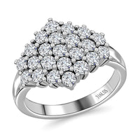 White Crystal Cluster Ring in Stainless Steel (Size 10.0)