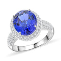 Certified & Appraised Rhapsody 950 Platinum AAAA Tanzanite and E-F VS Diamond Halo Ring 9.24 Grams 8.15 ctw - Sticky add to cart bar