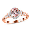 Premium Pink Morganite, Diamond (0.20 cts) Halo Ring in Vermeil RG Over Sterling Silver (Size 7.0) 0.90 ctw - Sticky add to cart bar