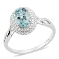 Certified & Appraised ILIANA 18K White Gold AAA Santa Maria Aquamarine and G-H SI Diamond Double Halo Ring 3.80 Grams 2.20 ctw - Sticky add to cart bar