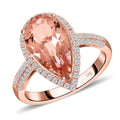Certified & Appraised ILIANA 18K Rose Gold AAA Marropino Morganite and G-H SI Diamond Halo Ring 4.66 Grams 3.90 ctw - Sticky add to cart bar