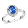 Certified and Appraised ILIANA 18K White Gold AAA Royal Ceylon Sapphire and G-H SI Diamond Double Halo Ring 3.40 Grams 1.25 ctw - Sticky add to cart bar