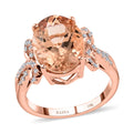 Certified & Appraised ILIANA 18K Rose Gold AAA Marropino Morganite and G-H SI Diamond Ring 5.35 Grams 6.20 ctw - Sticky add to cart bar