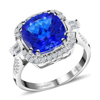 Certified & Appraised RHAPSODY 950 Platinum AAAA Tanzanite and E-F VS Diamond Ring 7.10 Grams 6.15 ctw