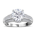 TLV Moissanite (Cush 10x8mm) Ring in Platinum Over Sterling Silver (Size 7.0) 4.15 ctw - Sticky add to cart bar