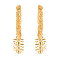 24K Yellow Gold Electroform Floral Hoop Earrings 2.10 Grams - Sticky add to cart bar