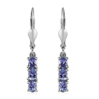 Tanzanite Lever Back Earrings in Platinum Over Sterling Silver 1.10 ctw