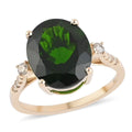 Luxoro 10K Yellow Gold AAA Chrome Diopside, Diamond (G-H, I2) (0.15 cts) Solitaire Ring (Size 6.0) 4.80 ctw - Sticky add to cart bar
