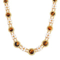 Black Obsidian and White Shell Pearl Choker Necklace 18-20 Inches in Goldtone 59.00 ctw - Sticky add to cart bar