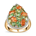 Tsavorite Garnet and Multi Gemstone Cluster Ring in Vermeil Yellow Gold Over Sterling Silver 4.75 ctw - Sticky add to cart bar