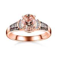 Premium Pink Morganite, Natural Champagne and White Diamond Ring in Vermeil Rose Gold Over Sterling Silver (Size 6.0) 1.50 ctw (Del. in 10-12 Days)