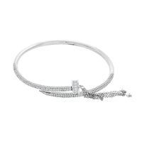 Lustro Stella Finest CZ Nail Bangle Bracelet in Rhodium Over Sterling Silver (7.50 In)