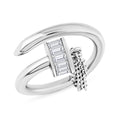 Simulated Diamond Nail Ring in Rhodium Over Sterling Silver (Size 6.0) 1.00 ctw - Sticky add to cart bar