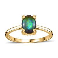 Canadian Ammolite Ring in Vermeil YG Over Sterling Silver (Size 10.0)