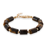 Yellow Tigers Eye Barrel Bracelet in Goldtone (7-9In) 93.65 ctw
