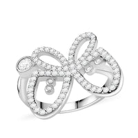 Simulated Diamond Ring in Rhodium Over Sterling Silver (Size 6.0) 1.00 ctw
