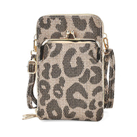 Green Flower Print Faux Leather Crossbody Cell Phone Bag (7"x4.5"x2.4")