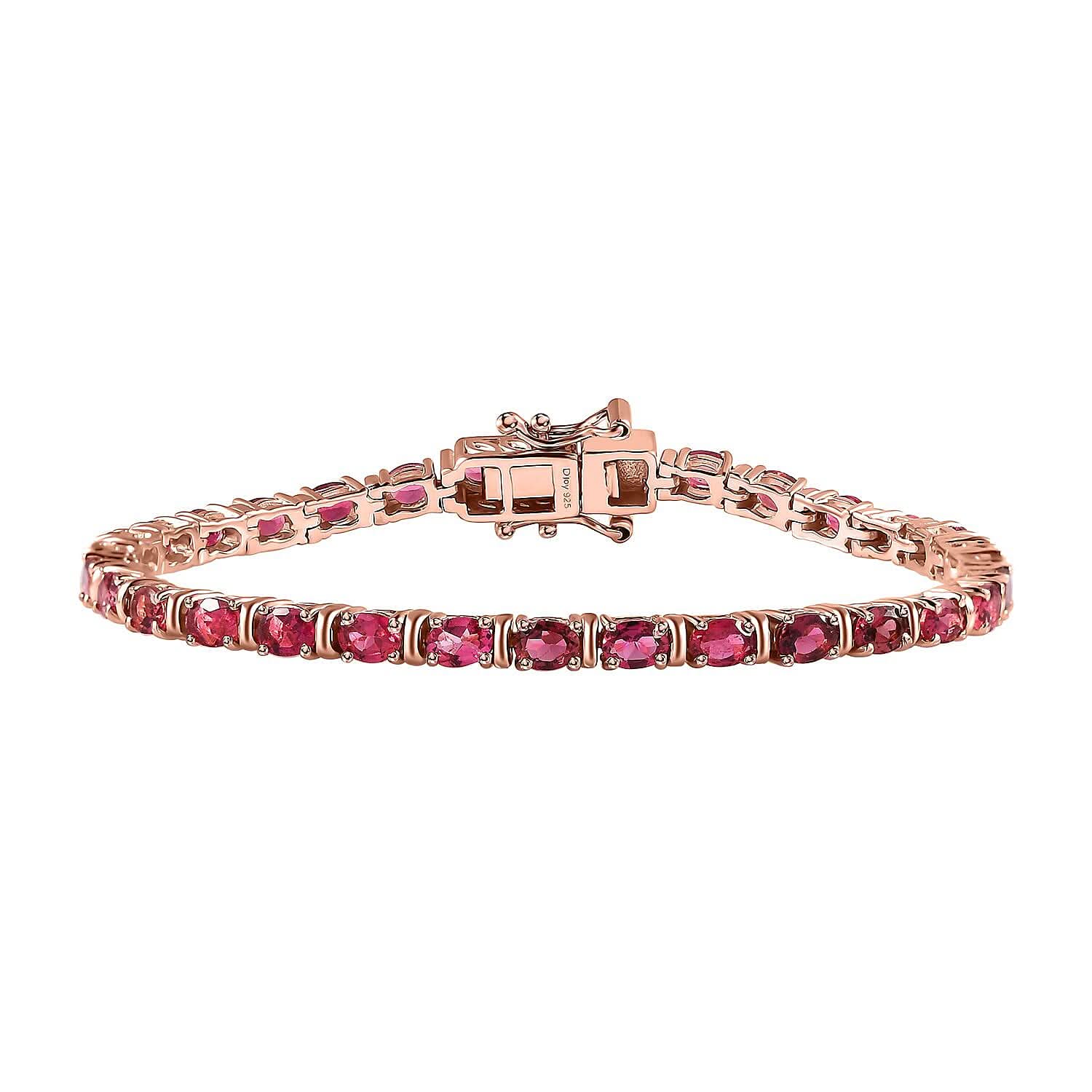 Premium Ouro Fino Rubellite Tennis Bracelet in Vermeil RG Over Sterling Silver (6.50 In) 6.50 ctw