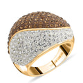 Champagne and White Austrian Crystal Ring in Goldtone (Size 7.0) - Sticky add to cart bar