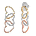 Moissanite 3 Row Hearts Statement Earrings in 14K RG, YG and Platinum Over Sterling Silver 1.90 ctw - Sticky add to cart bar