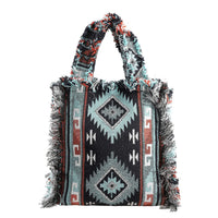 Black and White Handloom Fabric Tote Bag (13"x11.41"x2")