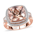 Luxoro 14K Rose Gold AAA Marropino Morganite, Natural Pink and White Diamond I2-I3 Double Halo Ring (Size 9.0) 6.70 Grams 7.00 ctw (Del. in 10-12 Days) - Sticky add to cart bar