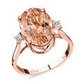 Certified & Appraised ILIANA 18K Rose Gold AAA Marropino Morganite and G-H SI Diamond Ring 3.5 Grams 6.10 ctw - Sticky add to cart bar