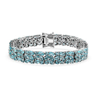 Madagascar Paraiba Apatite Bracelet in Platinum Over Sterling Silver (7.25 In) 26.85 ctw
