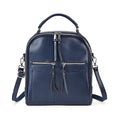 Black Genuine Leather Backpack (10.6"x3.1"x9.84") with Crossbody Strap - Sticky add to cart bar