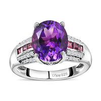 AAA Moroccan Amethyst, Multi Gemstone Ring in Platinum Over Sterling Silver (Size 9.0) (Del. in 10-12 Days) 5.60 ctw